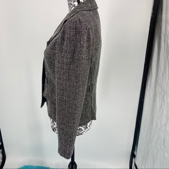 Courtenay vintage tweed black gray button blazer shoulder pads. Work career - Picture 7 of 9